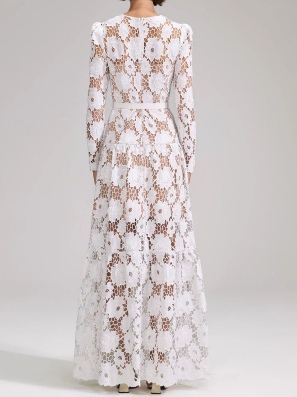 Self Portrait White 3D Maxi Floral Lace Dress Size 2 - Picture 2 of 13